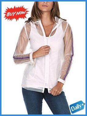 Women's Rain Parka Jacket 100% Cotton Zip Up Hooded Coat Long Sleeve